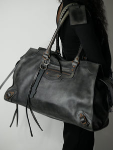 Balenciaga Grey City top handle travel bag