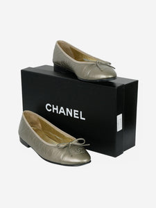 Chanel Grey leather ballet flats - size EU 38.5