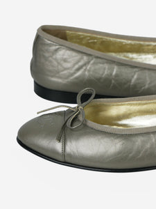 Chanel Grey leather ballet flats - size EU 38.5
