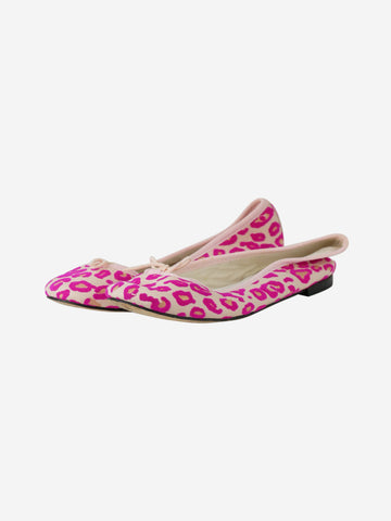 Pink leopard print flats - size EU 38 Flat Shoes Repetto 
