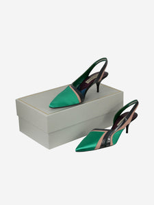 Emilio Pucci Green patterned slingback heels - size EU 38.5