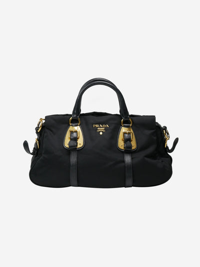 Black nylon handbag with gold hardware Top Handle Bags Prada 