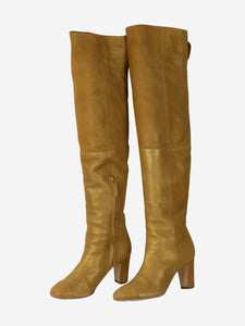 Chanel Gold suede knee-high boots - size EU 37