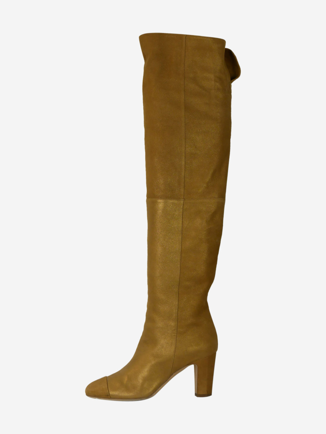 Gold suede knee-high boots - size EU 37 Boots Chanel 
