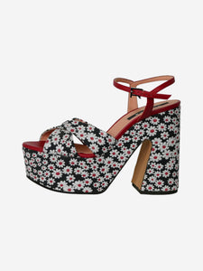 Rochas Black floral platform sandal heels - size EU 37