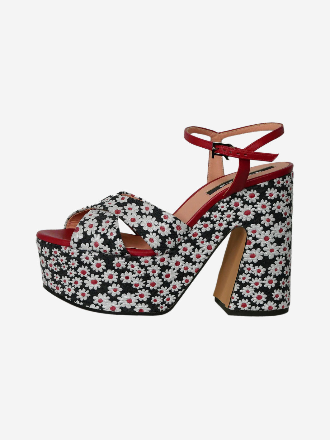 Black floral platform sandal heels - size EU 37 Heels Rochas 