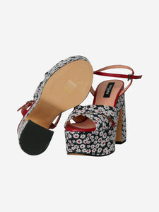 Rochas Black floral platform sandal heels - size EU 37